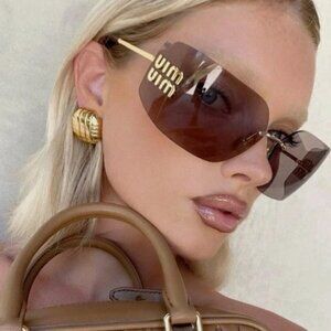 MIU MIU MU54YS 5AK06I Gold/Light Purple Brown 80-14-110 Sunglasses New Authentic